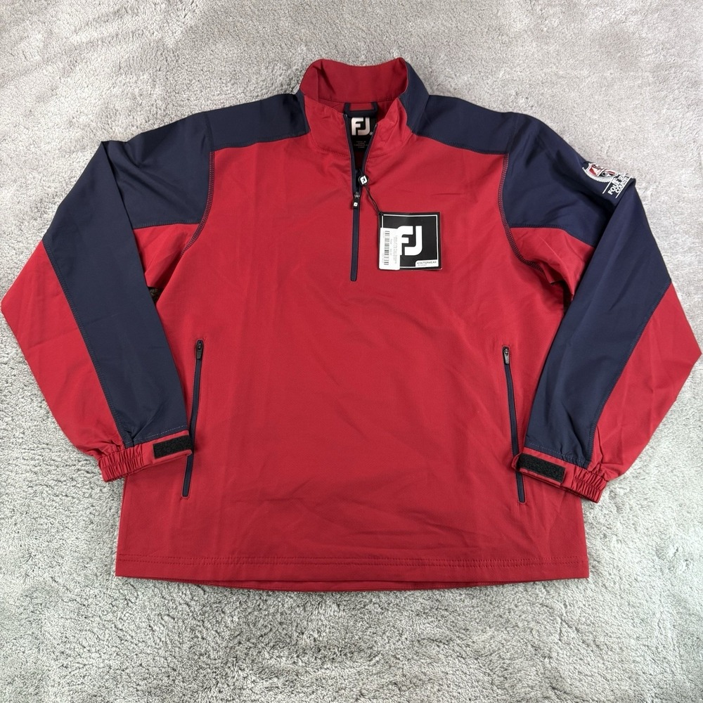 FootJoy Sport Windshirt Mens M Red Navy 1/2 Zip Performance Golf Jacket FJ - NWT